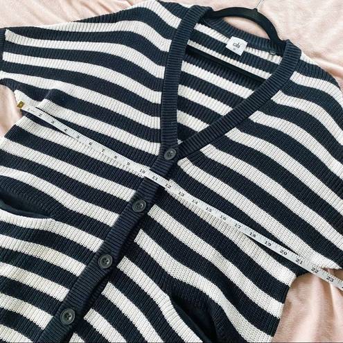 CAbi  Whistle Striped Cardigan Sweater in Black and White 5289