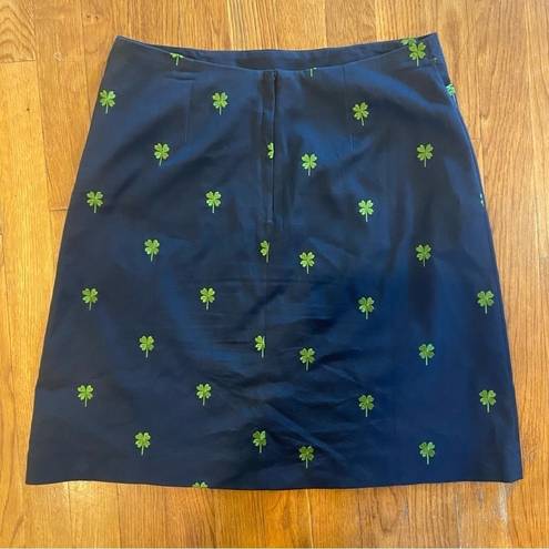 Lilly Pulitzer Lily Pulitzer Navy Pencil Skirt w green embroidered clovers Size 6 Shamrock