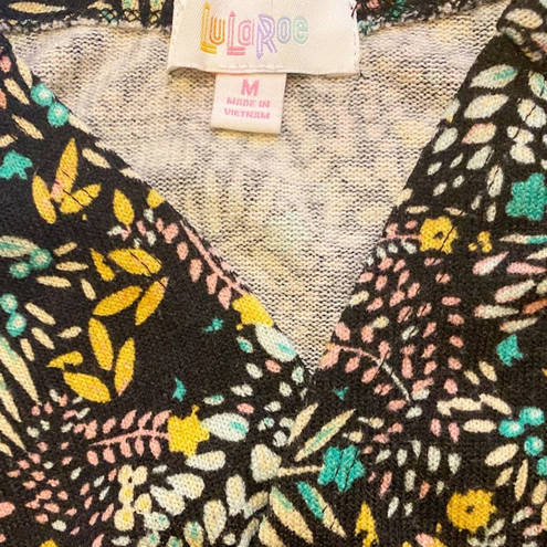 LuLaRoe  Black Multi Color Floral Vines Sweater Duster size M