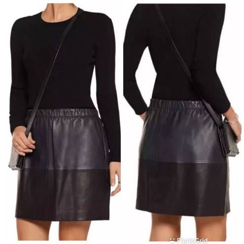 Vince  Lambs Leather Colorblock Skirt