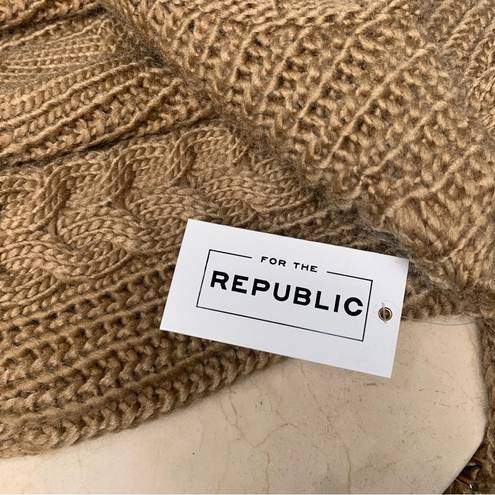 FOR THE REPUBLIC  Brown Chunky Cable Knit Turtleneck Sweater Size Large