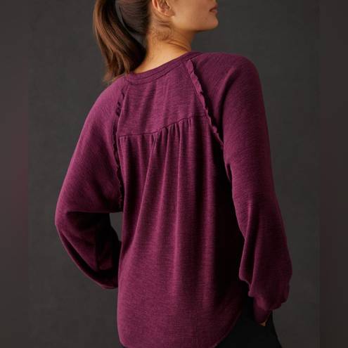 Pilcro  Ruffled Raglan Thermal Top, Berry, XS