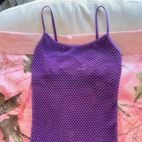 Poof y2k vintage 2000s purple fishnet mesh tube mini dress 