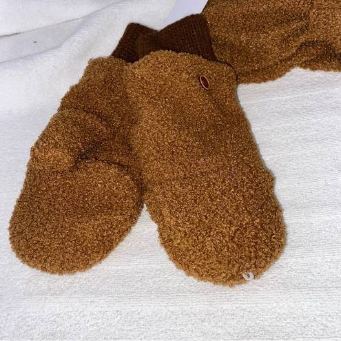 BP NWT  Nordstrom Women’s Gloves and Mitten Set Brown Fuzzy Teddy One Size ~ ~