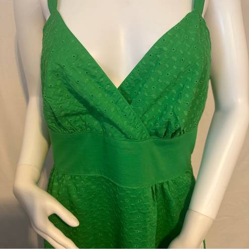 a.n.a  A New Approach Fit & Flare Dress Womens Size 12 Green 100% Cotton Side Zip