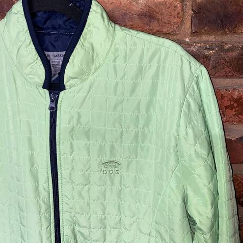 Oleg Cassini  Sport Neon Green Quilted Full Zip Jacket Women's Size Large