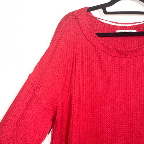 We The Free FP North Shore Red Waffle Knit Oversized Top