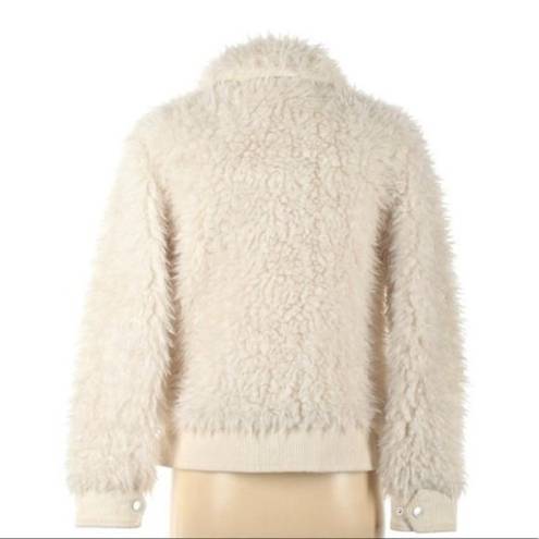 BCBGeneration  Zip Front Faux Fur Jacket in Cream