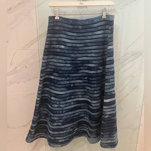 Cynthia Rowley  Blue Denim Mesh Midi Skirt