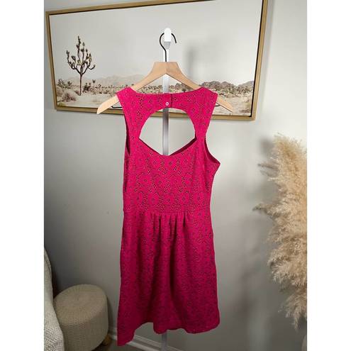 Deletta Anthropologie  Silverfield Lace Sweetheart Dress Hot Pink A Line Small