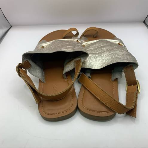 Krass&co Rag &  Fran Gold Back Strap Flat Sandal size US 8 slingback