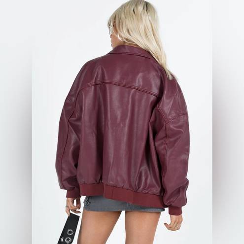 Princess Polly burgundy leather jacket