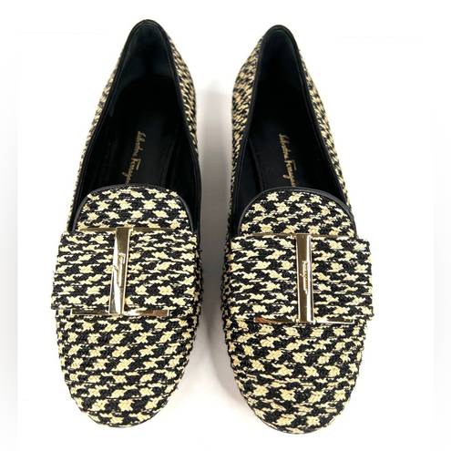 Salvatore Ferragamo  Sarno Bow Embellished Raffia Low Heel Loafers US 5 - EU 35.5