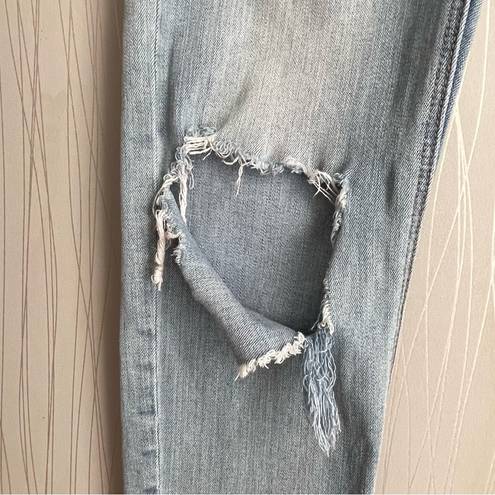 American Eagle Vintage High Rise Button Fly Distressed Ripped Knee Jeans Size 2