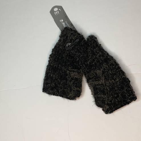 BEARPAW Black Brown Popcorn Infinity Knit Scarf and Mitten Set New!