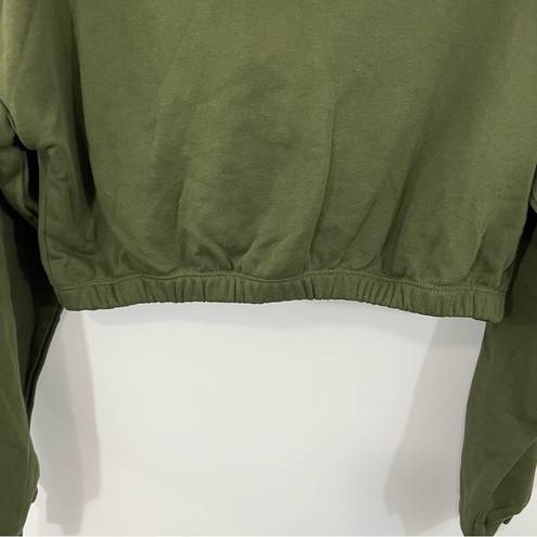 Naked Wardrobe NWOT  Olive Green Cropped Hoodie Size LARGE