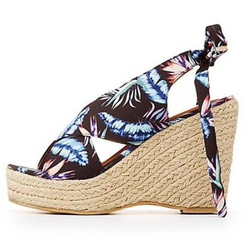 Charlotte Russe l Tropical Tie Back Wedge Sandals