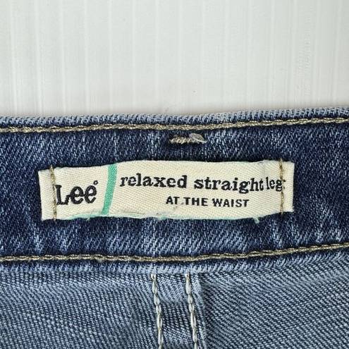 Lee Relaxed Straight Leg At The Waist Jeans Size 12 Short Blue High Rise