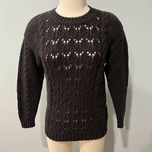 Michael Stars  Louisa Cable Knit Pointelle Pullover Sweater - Black