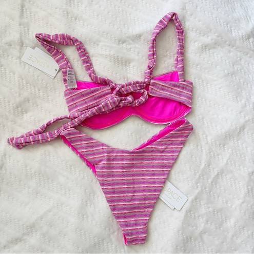 l*space NWT  Camellia Top & Cabana Bitsy Bottom Bikini Set in Electric Pink sz M