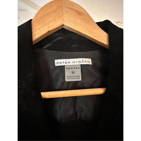 Peter Nygard  Leather Black Jacket Size Petite Medium