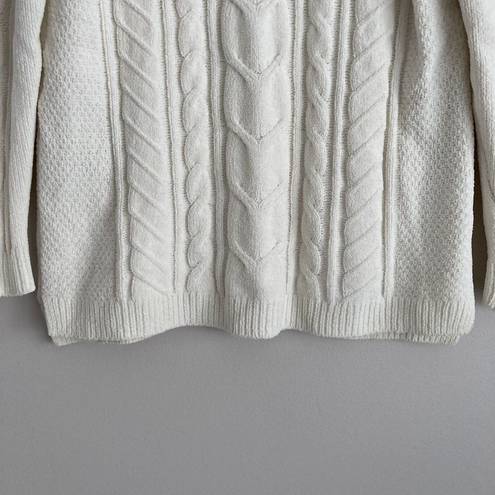 J.Jill  Womens Cable Knit Chenille Ivory Sweater Size XS Petite Pullover Soft