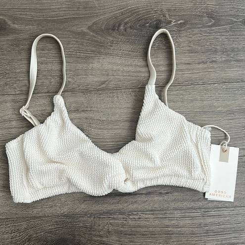 Good American NWT  Crinkle Always Fits Twist Bikini Top Ivory White Size 3/Large