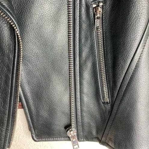 Paige NWOT  black leather / silk jacket with brown collared lining (‎ XS )