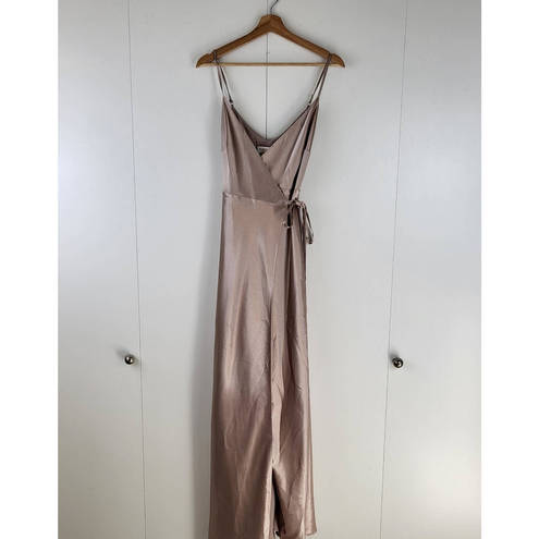 Birdy Grey  Cindy Satin Wrap Bridesmaid Maxi Dress | XS