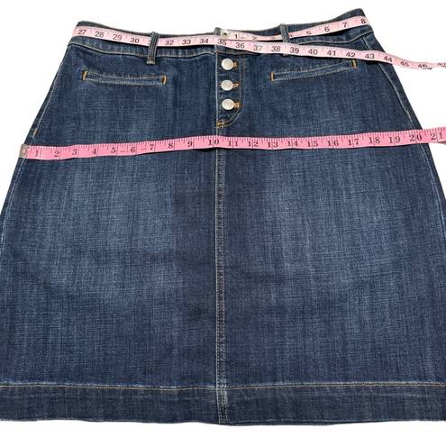 Talbots  Blue Jean Button Fly Cotton Blend Straight Dark Blue Skirt Size 10