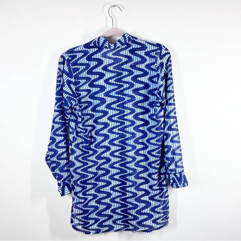 Tuckernuck  Oliphant blue boho printed cotton tunic blouse