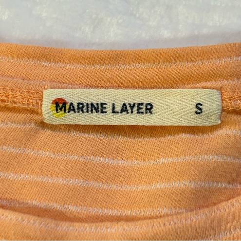 Marine layer  Cropped Textured Stripe Crew Neck Top Peach Size Small