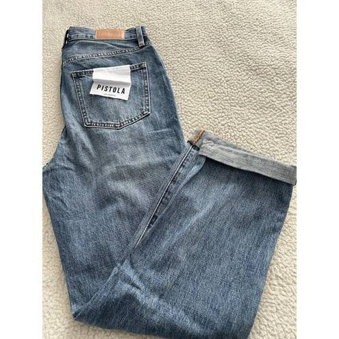 Pistola  Presley High Rise Relaxed Roller Jean Crop Length in Grand Blue Size 28