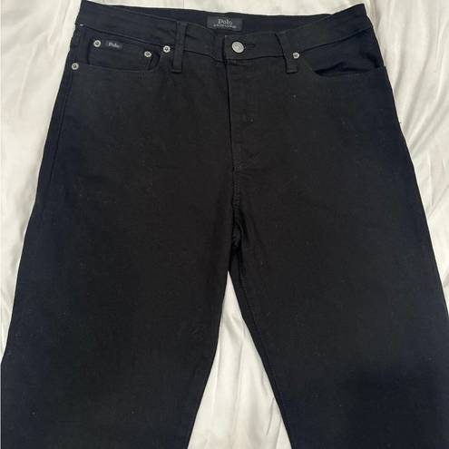 Polo  Ralph Lauren zippers straight leg black jeans, XL 98% cotton  2% elastane