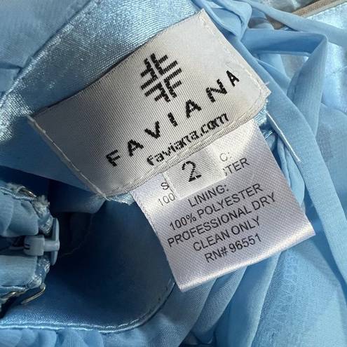 Faviana  Plunging V-Neck Lace Up Back Mini Cocktail Dress Blue Size 2 NWT