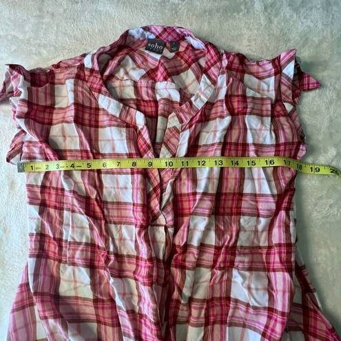 Soho  New York & Co Women's Small Pink Sleeveless Plaid Shirt