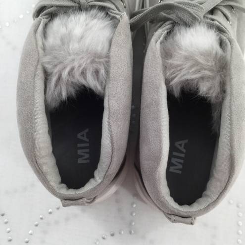 MIA Tillie grey faux fur platform sneakers