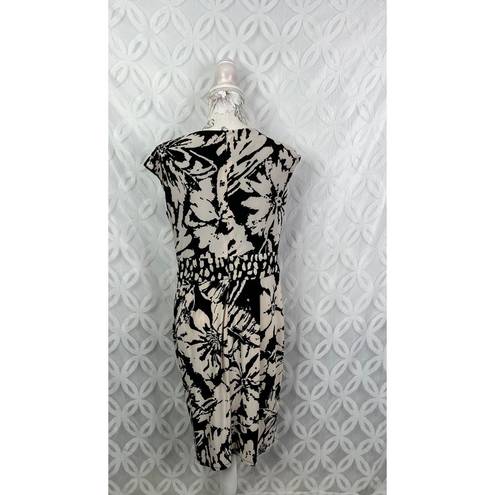 Jones New York  Dress Black/Cream Sleeveless Front Wrap Detail Dress NWT $205