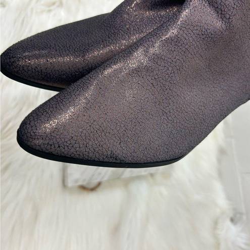 Qupid  Faux Leather Grey Purple Shimmer Ankle Boots Size 10