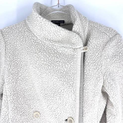 James Perse  Double Breasted Shrunken Sherpa Fleece Jacket Cream Size 3 Large