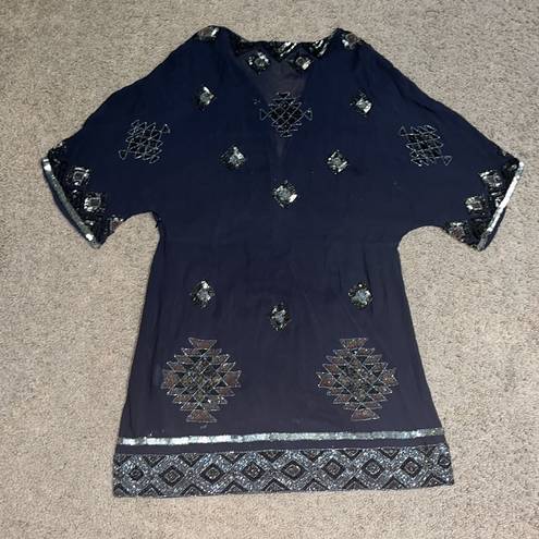 ALLSAINTS  Spitalfields Paloma Chariot Beaded Sequin Silk Tunic Dress 6