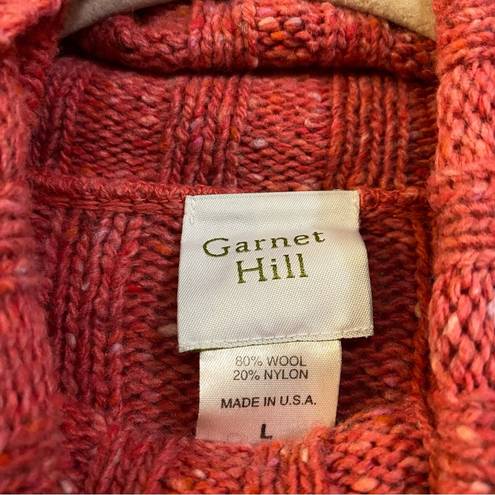 Garnet Hill  Turtleneck Sweater Size Large Red Wool Ribbed Knit