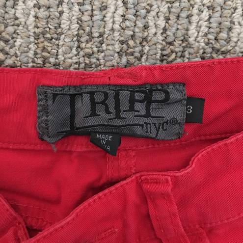Tripp NYC  Studded Red Denim Lighting Bolt Shorts