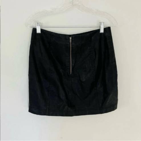 Free People Faux Leather Black Mini Skirt Neutral Holiday Party Emo Grunge