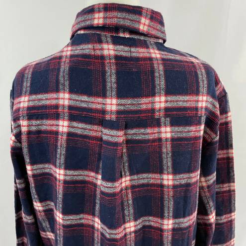 Nordstrom New  Plaid Flannel Button Down Pajama Shirt Navy Peacoat Tartan