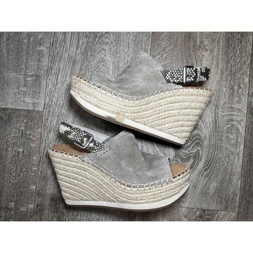 Dolce Vita Shan Platform Wedge Grey Suede Snakeskin Size 7.5