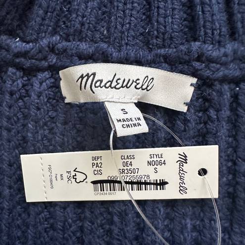 Madewell Sweater Wide Rib Turtleneck Chunky Knit Classic Indigo Stripe S NWT New