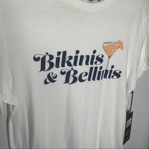 Wildfox  Bikinis & Bellinis Graphic Tee White Small NWT 100% Cotton Brunch Cute