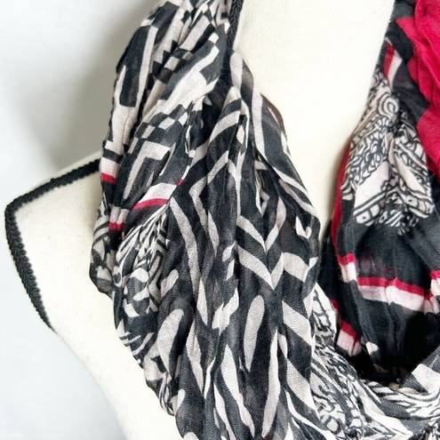 Big Buddha NWT  Red Black Tan Semi-Sheer Infinity Scarf New