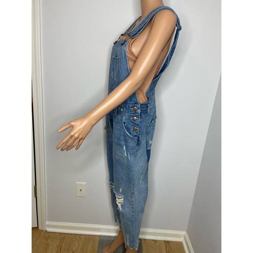 One Teaspoon ONE X  Hooligan Distressed Cropped Denim overalls size 28